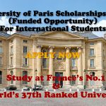 University of Paris Scholarships 2021 (Funded Opportunity) for International Students