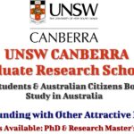 UNSW Canberra Postgraduate Research Scholarships for International and Australian Students (Higher Funding & Other Benefits)