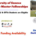 University of Geneva Excellence Master Fellowships with Attractive Funding in Switzerland