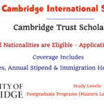 Cambridge International Scholarship for Postgraduate Studies (Masters & PhD Degrees)