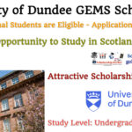 University of Dundee GEMS Scholarship for International Students (Scotland)