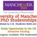 University of Manchester PhD Studentships