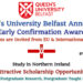 Queen's University Belfast Early Confirmation Award
